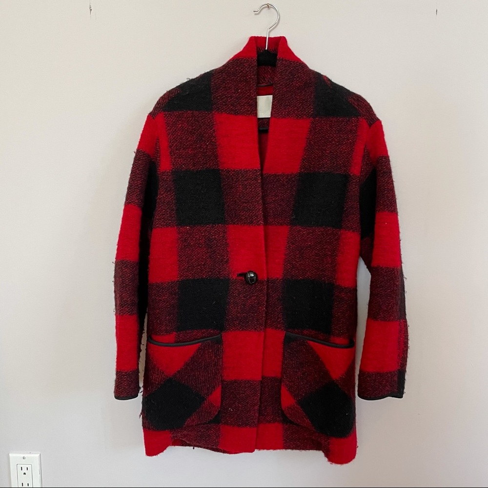 Aritzia Wilfred Free Red Buffalo Check Off-Duty Jacket- Size XS